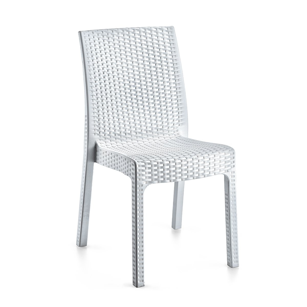 Plastik Rattan Kolsuz Sandalye Beyaz