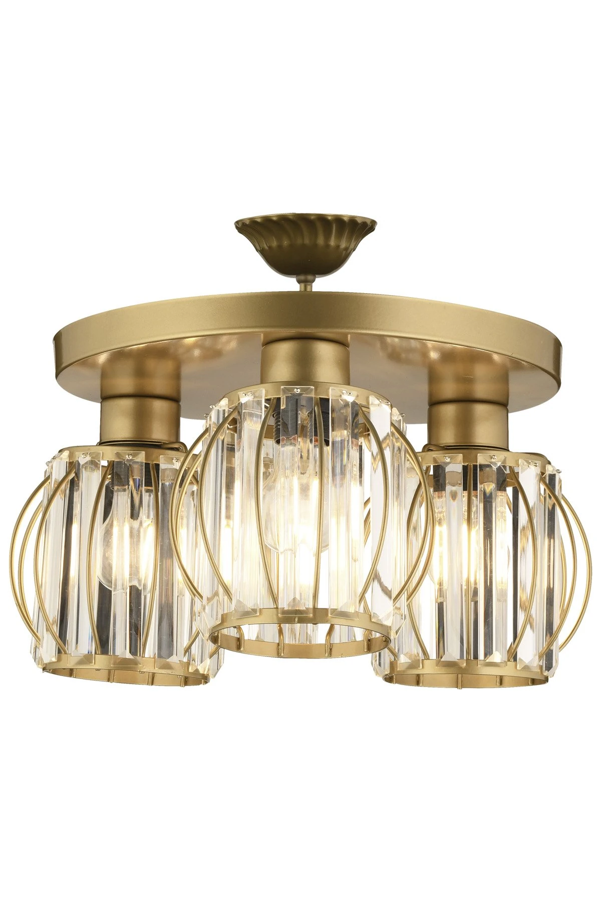 Lilly Tepsi Avize 3'Lü Kristal Taşlı Antik