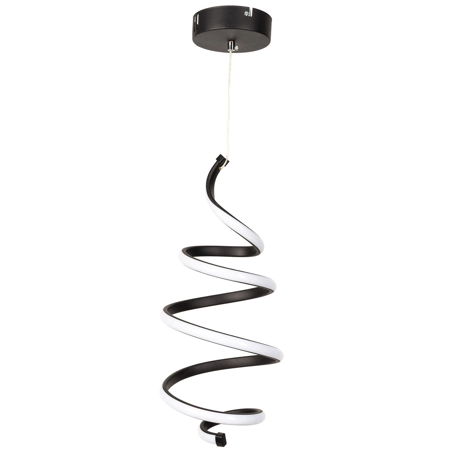 Spirale Tekli Led Avize Siyah