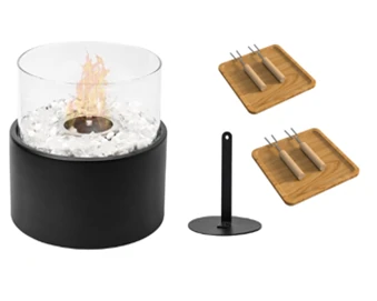 Dekoratif Portatif Şömine Camlı Siyah 22.5*21.5cm