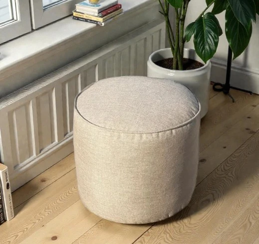 Puf Kumaş Yuvarlak Krem 37x45cm