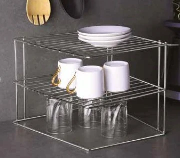 Dolap İçi Köşe Düzenleyici Çift Katlı Krom