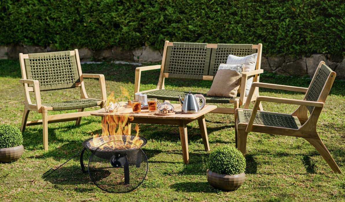 Venton TikAğacı OturmaSeti 2+1+1+sehpa Yeşl Makrom