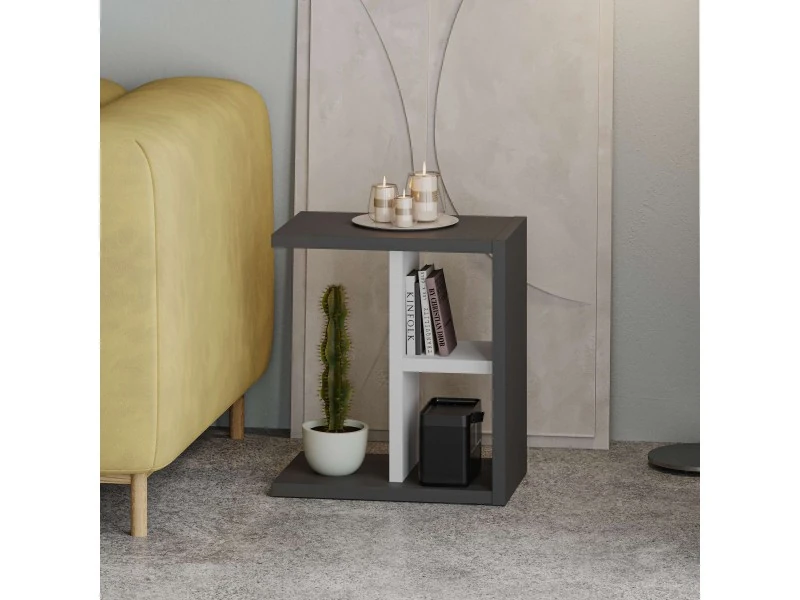 Yan Sehpa Komoti Antrasit-Beyaz 50*45*29cm