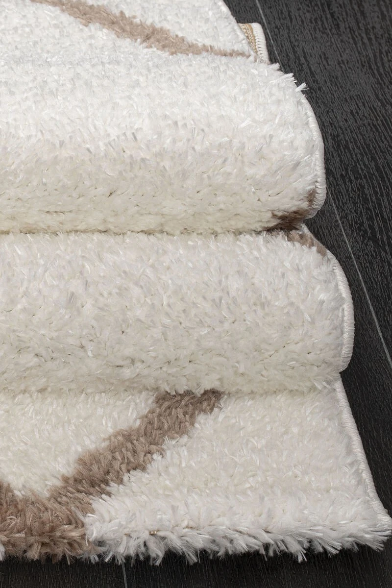 Puffy Yumuşak Dokulu Shaggy Krem Bej 80X150