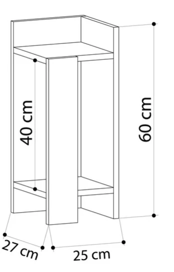 Komodin Elos Sol Mödül Siyah Ahşap 60*27*25cm