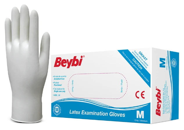 Lateks Muayene Eldiveni Pudralı No: M  100Ad./Pk.