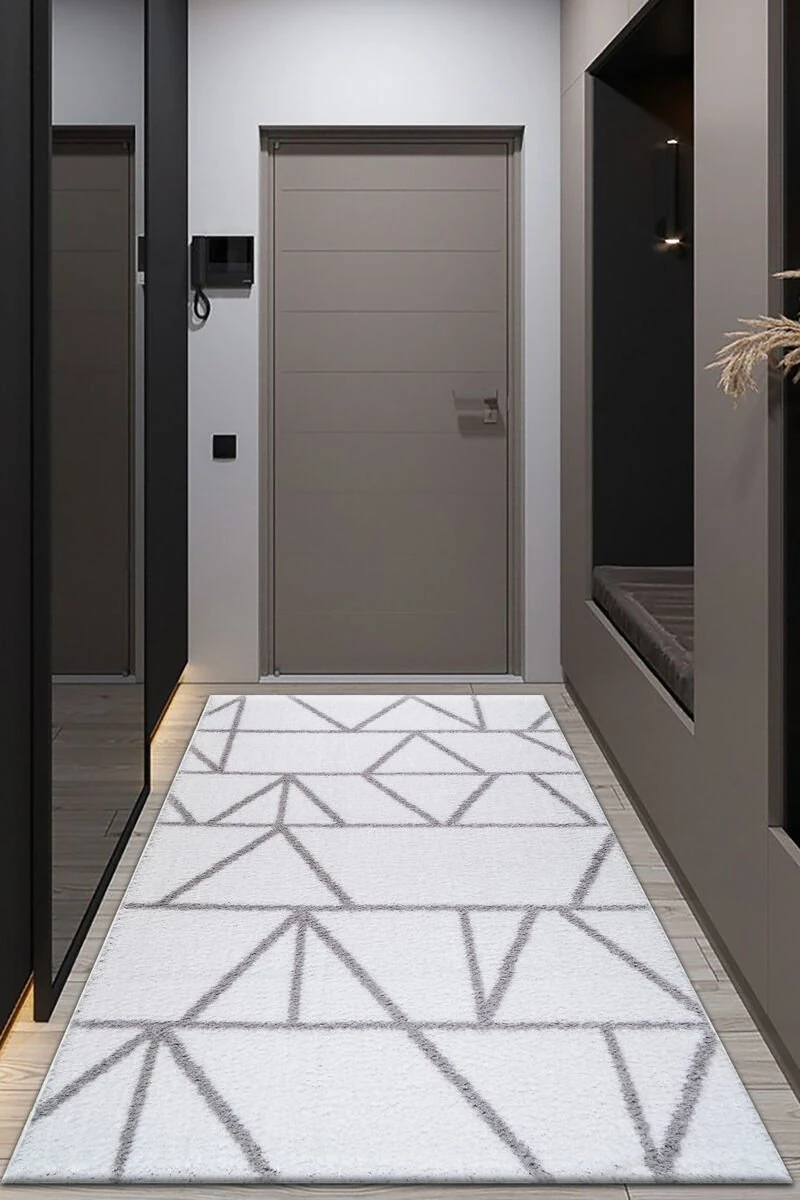 PuffyYumuşakDokuShaggyAsimetrikDesenBeyzGri140X200