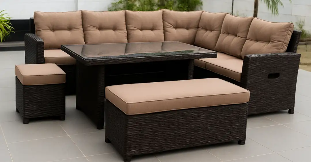 Cape Town Corner Seating Set Rattan+Coffee Table+2Sleeves Extension