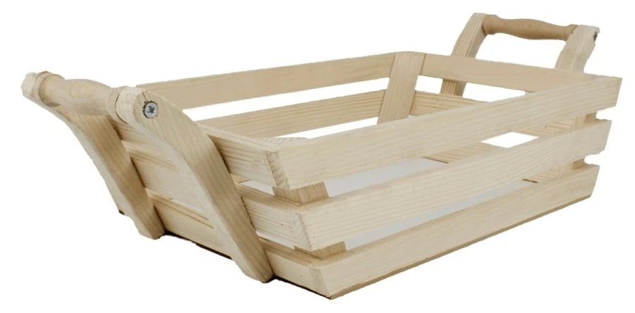 Ahşap Saplı Kasa Doğal Ağaç 41*12.5*20cm