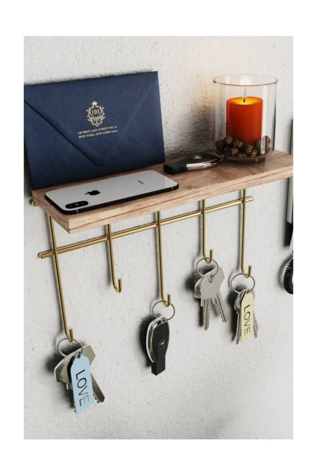 Decorative Shelf Hanger/Keychain Gold 20x10x27c