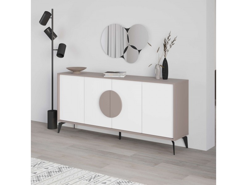 Konsol Masa Aynalı Gora 180 Açık Mocha-Beyaz 180*8