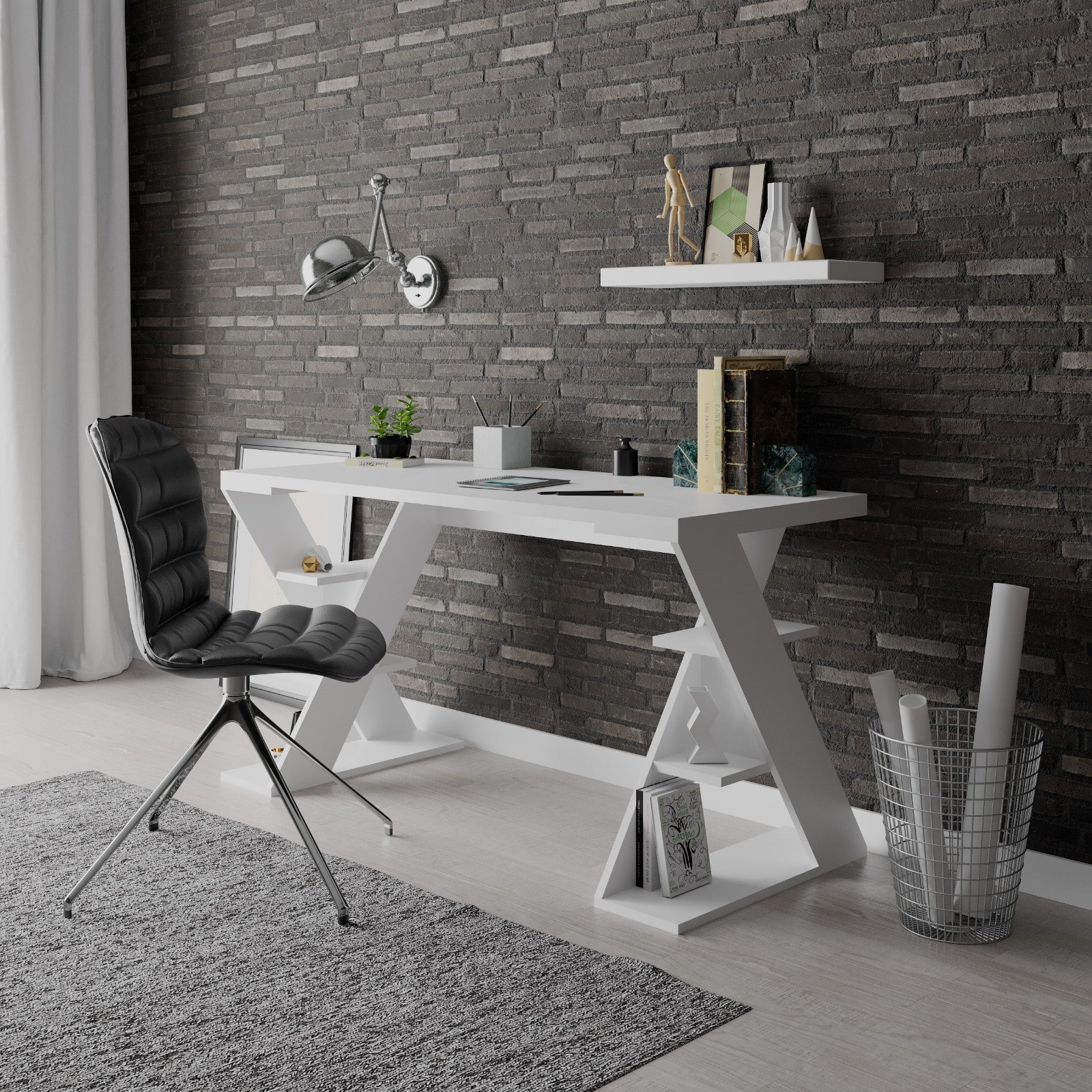 Çalışma Masası Papıllon Beyaz 137*75*60cm