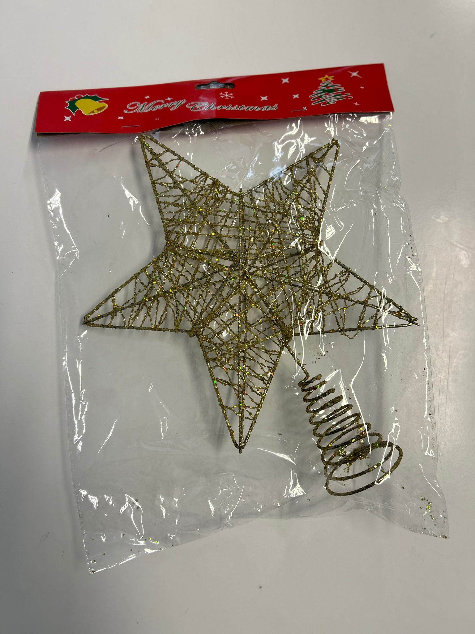 Yılbaşı Ağaç Süsü Tepe Yıldızı Altın Simli