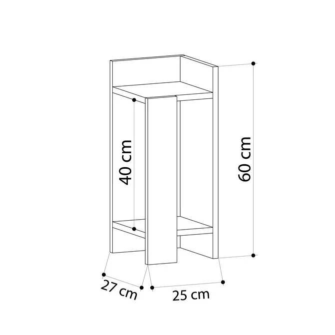 Komodin Elos Sol Modül Retro Gri-Antik Beyaz 60*27