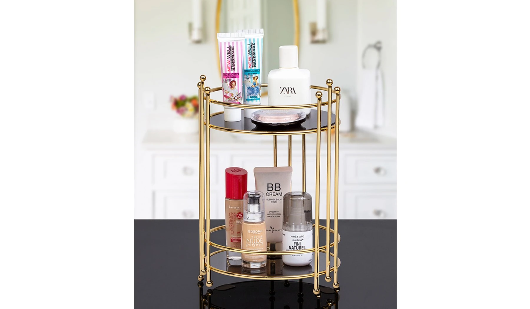 Çok Amaçlı Sunum Tepsisi İki Katlı 18 cm Altın