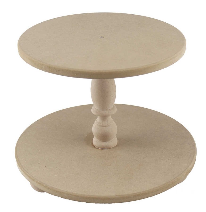 Ahşap 2 Katlı Yuvarlak Sunumluk 26*19*26cm