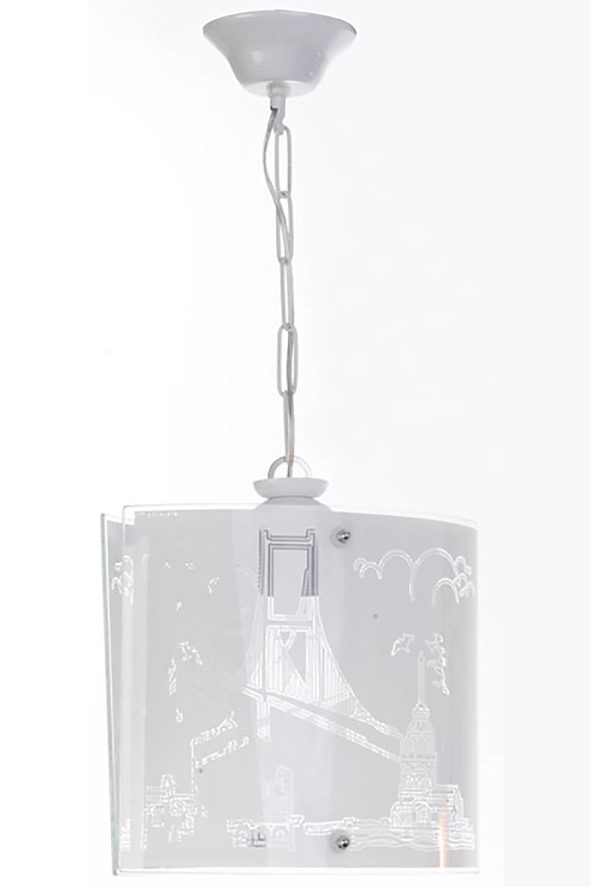 İSTANBUL Avize Tekli Beyaz 2 Camlı