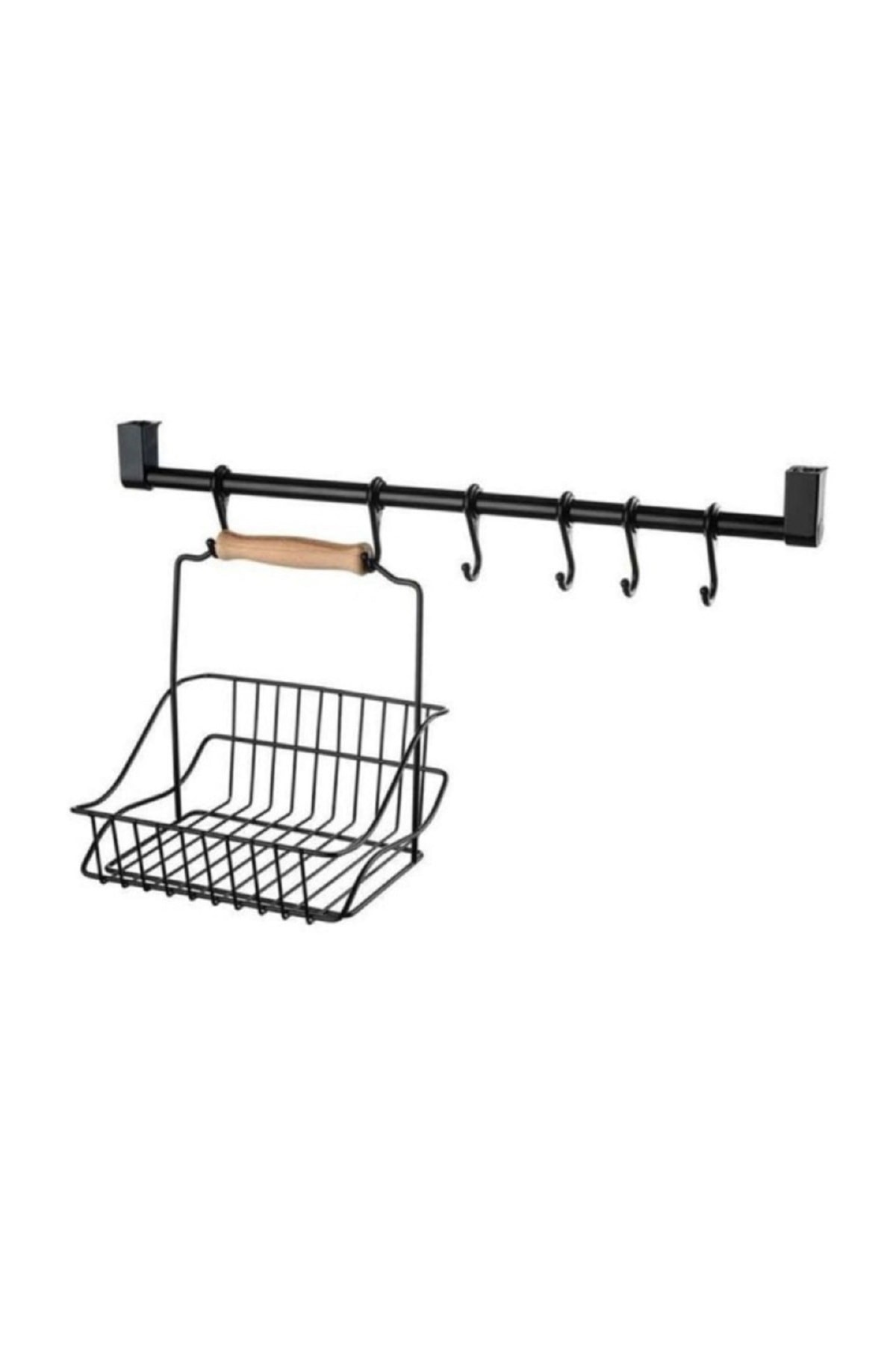 Ferforje Askı 53cm+Sepet 19x24cm+askı kancası 6'lı