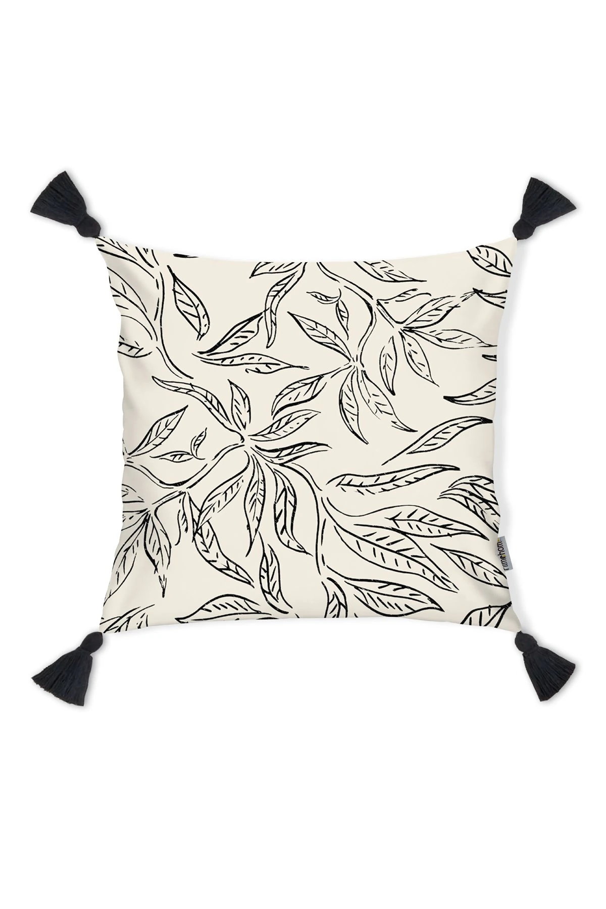 Kırlent Kılıfı Püsküllü Siyah Beyaz Desen 43x43cm