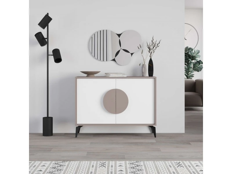 Konsol Masa Aynalı Gora 110 Açık Mocha-Beyaz 110*9