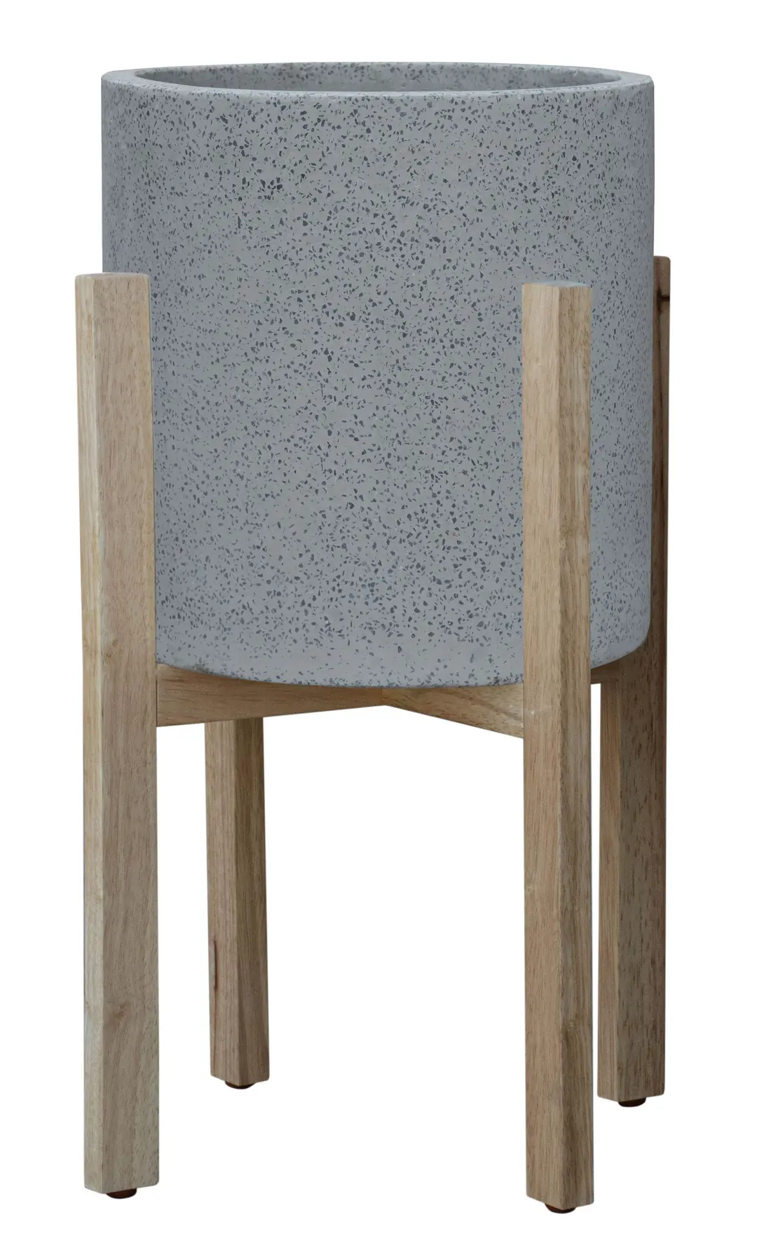Flower Pot with Wooden Stand Gray 31x31x52cm