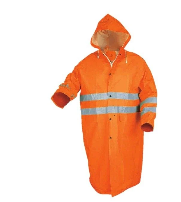 Yağmurluk Reflektörlü  Saf PVC Ceket XL Turuncu