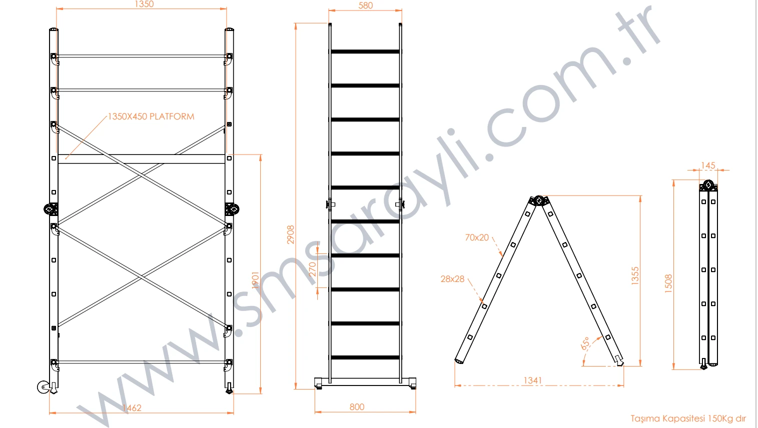 Alüminyum Teleskopik İskele 4M