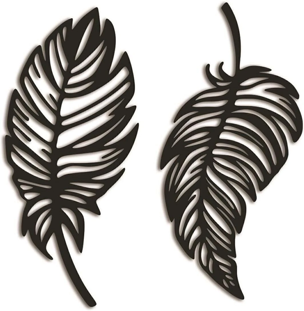 Duvar Dekoru Ahşap Lazer Kesim Yaprak 2li 40x40cm