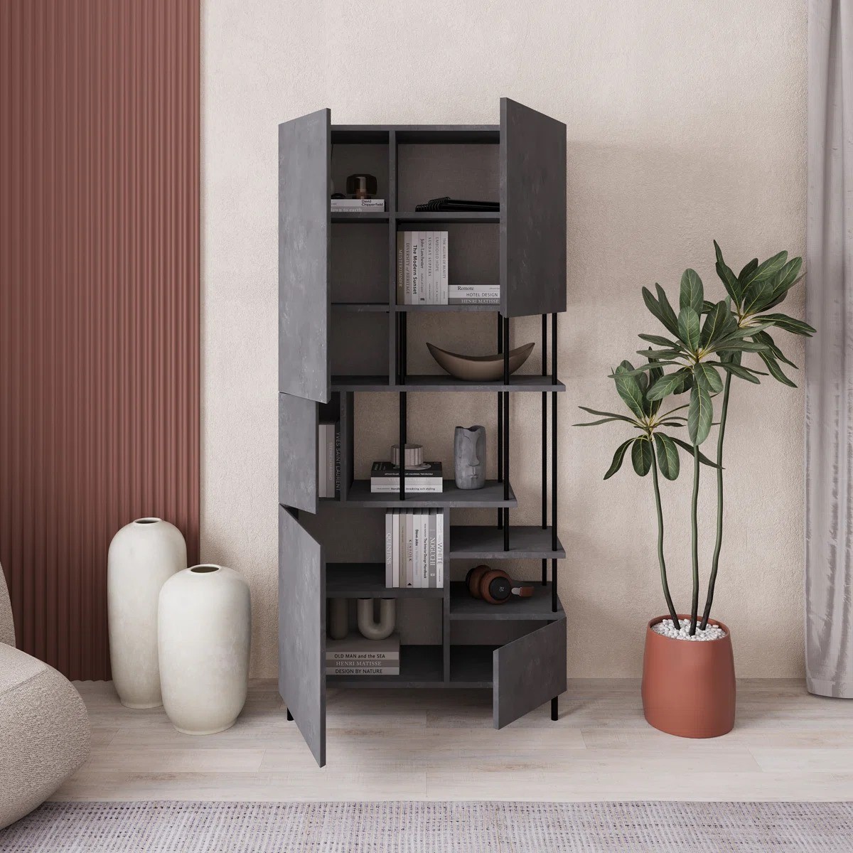 Kitaplık Anahtar Model Antrasit 175*84*33,8cm