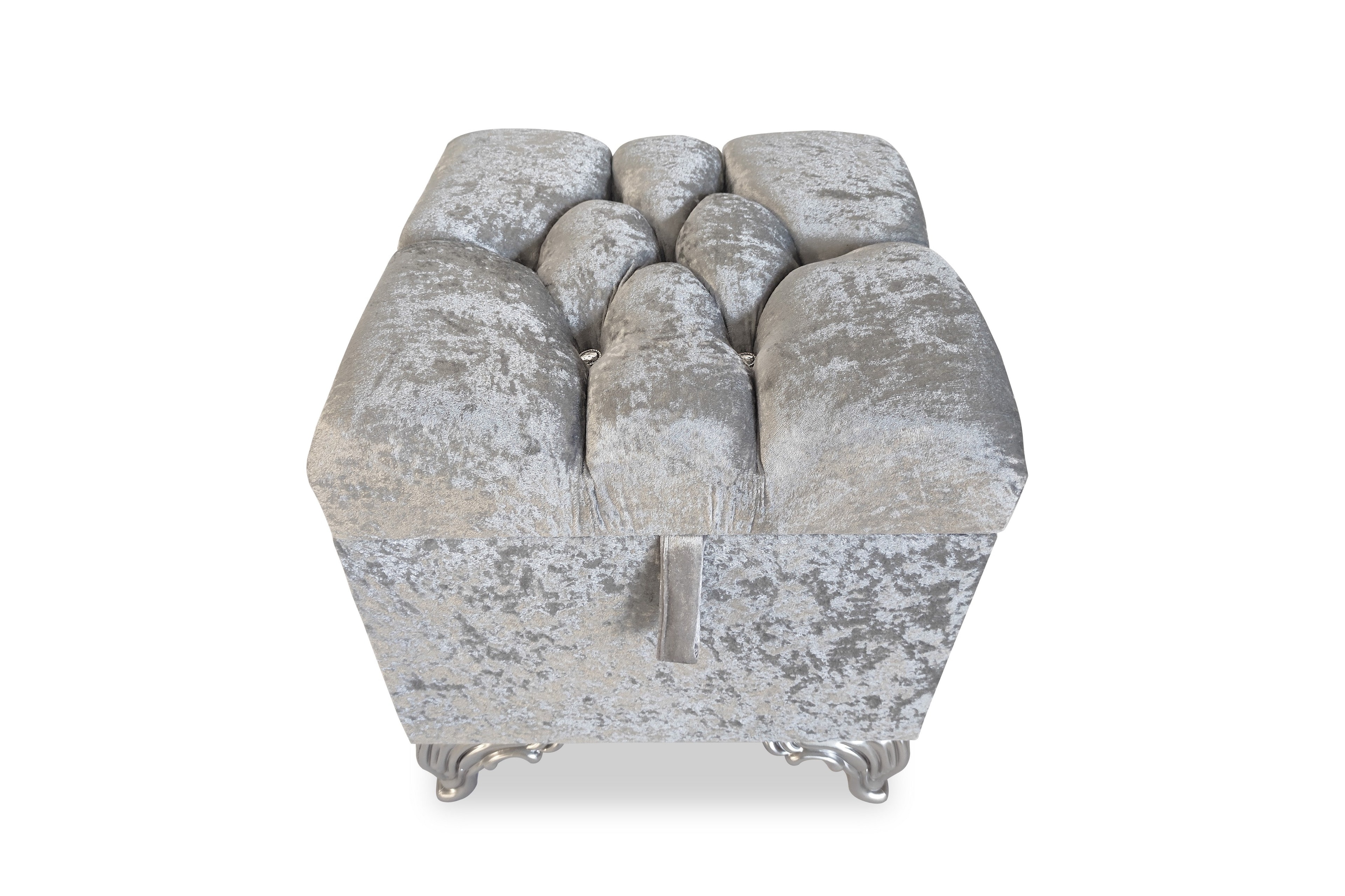 Puf Sandıklı  Kapitoneli 40x40 Kadife Gri