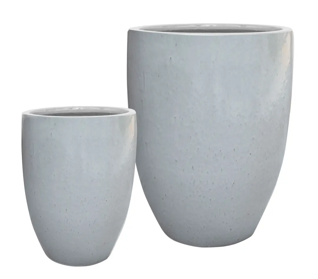 Pot Soil Set of 2 White Ø43-29cm