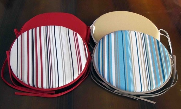 Tabure Minderi Çap 33cm Çizgili Mavi