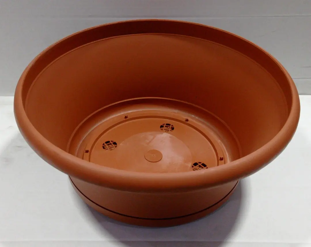 Record Flower Pot with Oval Base, Matte Brown, Diameter 35cm