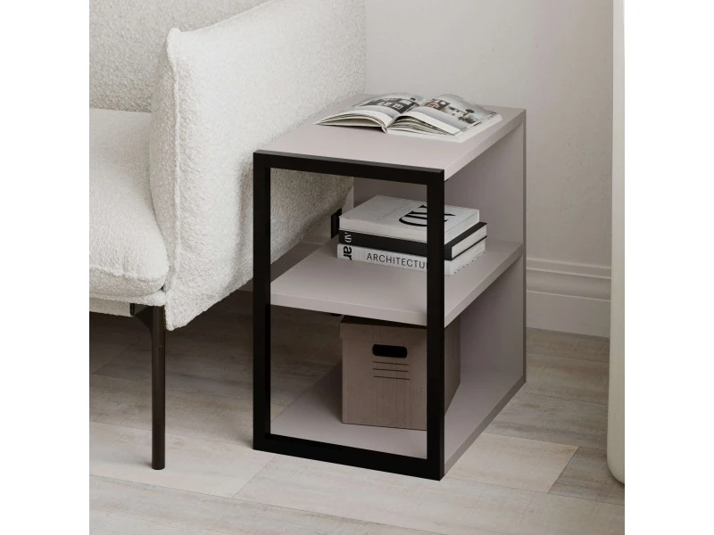 Yan Sehpa Echo Tekli Açık Mocha 45*42*30cm