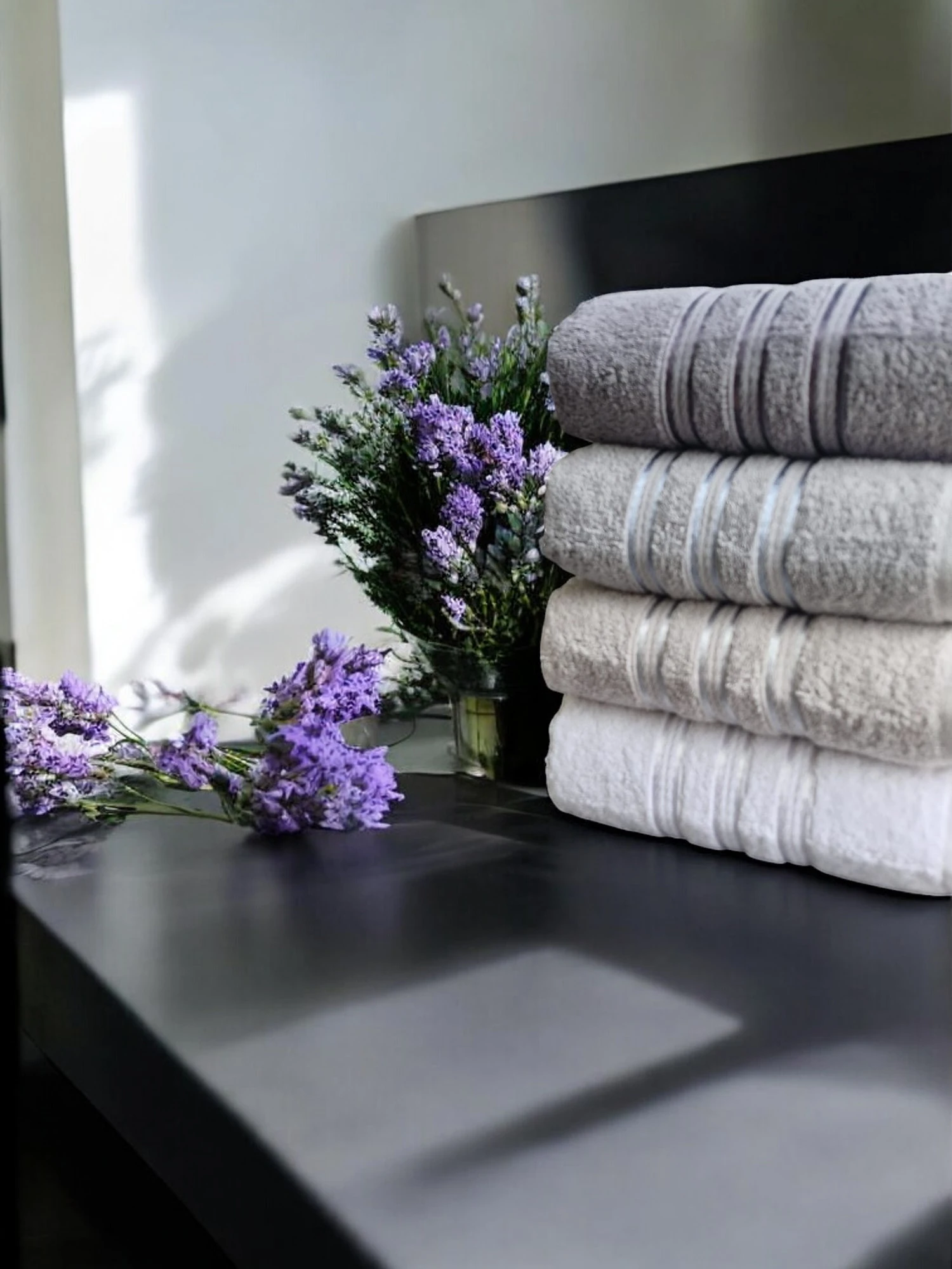 Banyo Havlusu Julie Liza 4'lü Gri 70x140 cm