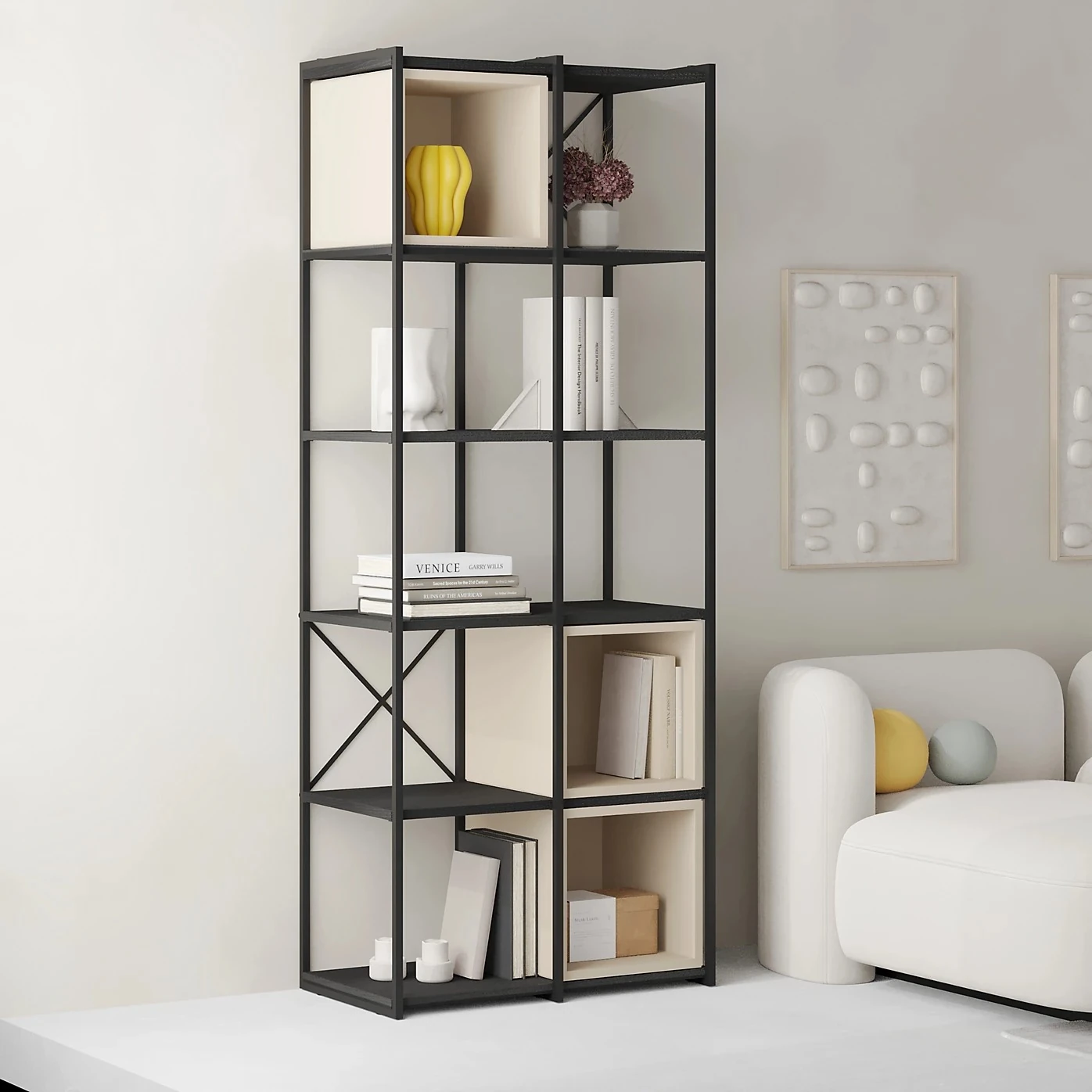 Kitaplık Midi Vale 2 li  İpek Siyah-Safir Meşe