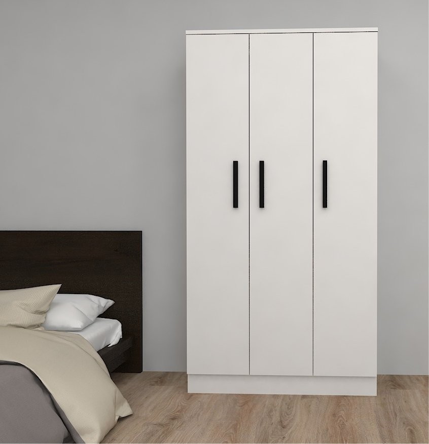 Kıyafet Dolabı 3 Kapaklı  Beyaz 90*170*37cm
