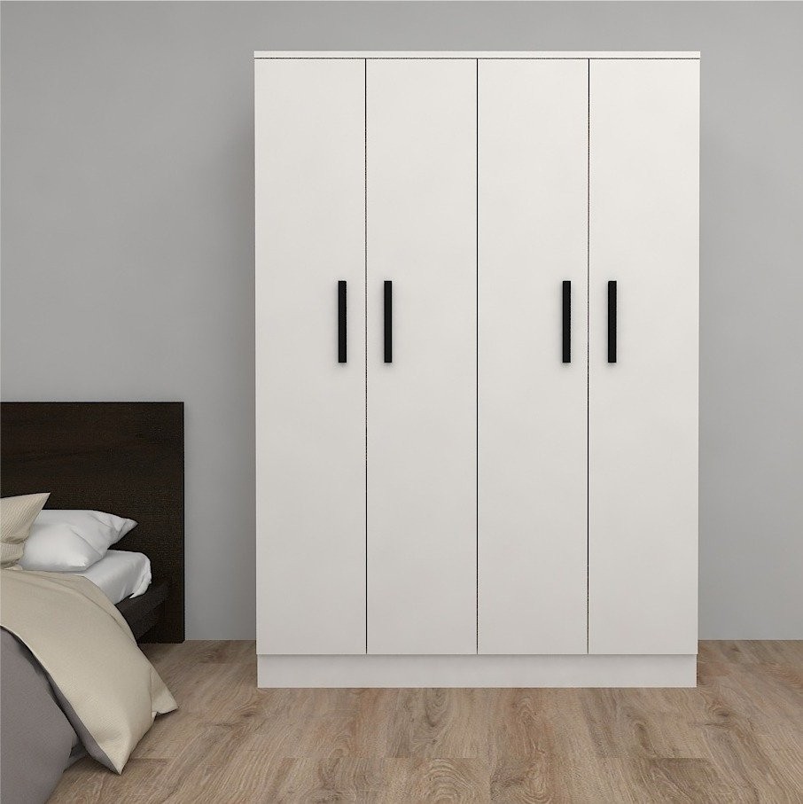 Kıyafet Dolabı 4 Kapaklı  Beyaz 120*170*37cm