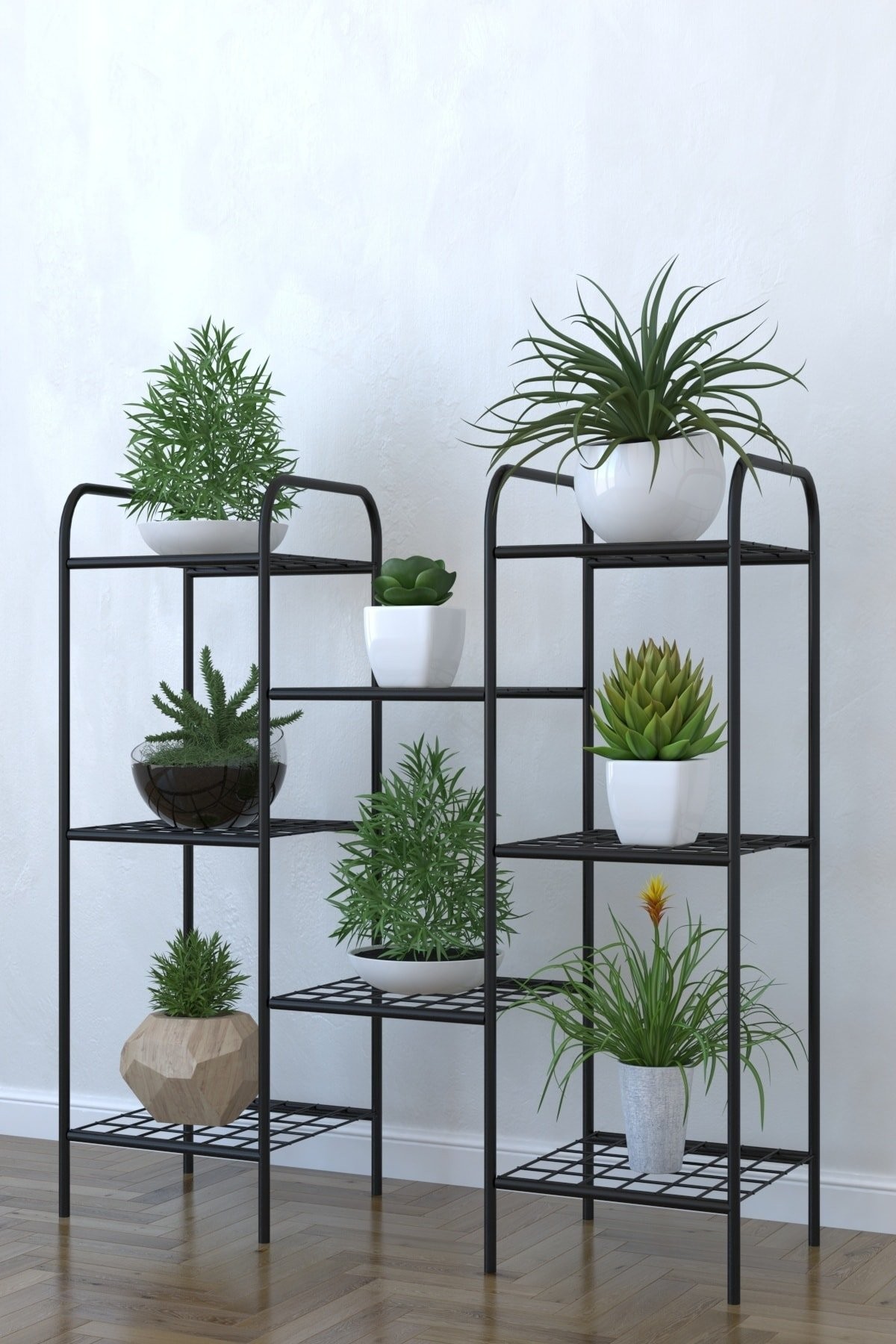 Saksılık Metal 8 Raflı Siyah 95x31x100cm