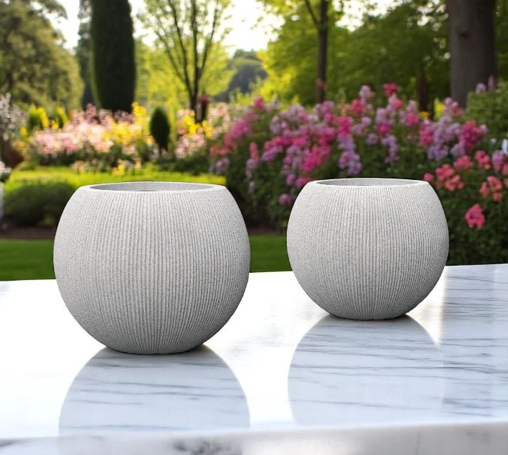 Mediterranean Saksı Yuvarlak Açık Gri Y41-30cm 2'l