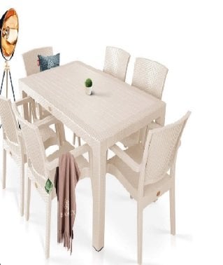 Masa Takımı Camsız Hilton 6lı 90x150cm Krem