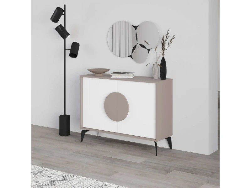 Konsol Masa Aynalı Gora 110 Açık Mocha-Beyaz 110*9