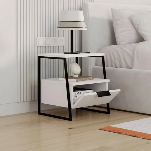 Komodin Palm Çekmeceli Beyaz 50*45*40cm