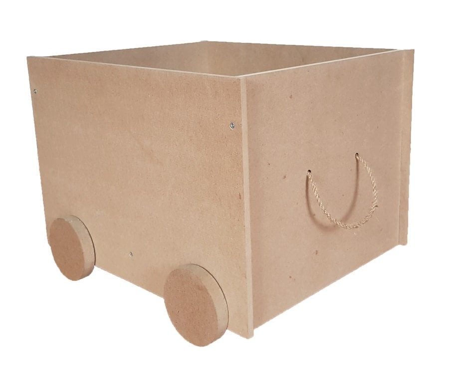 Ahşap Tekerlekli Oyuncak Kutusu 46*37*34cm