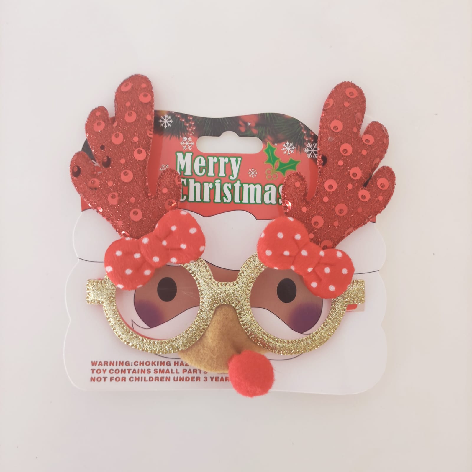 Yılbaşı Gözlüğü Çocuk Kırmızı-Altın Simli