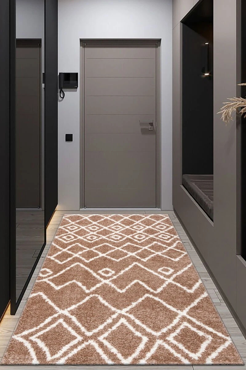 Puffy Yumuşak Dokulu Shaggy Kahve Krem 80X150