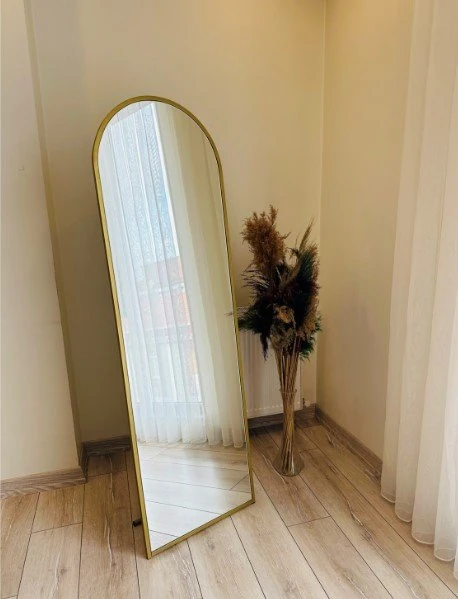 Boy Aynası Metal Çerçeveli Ayaklı Gold 50X160Cm