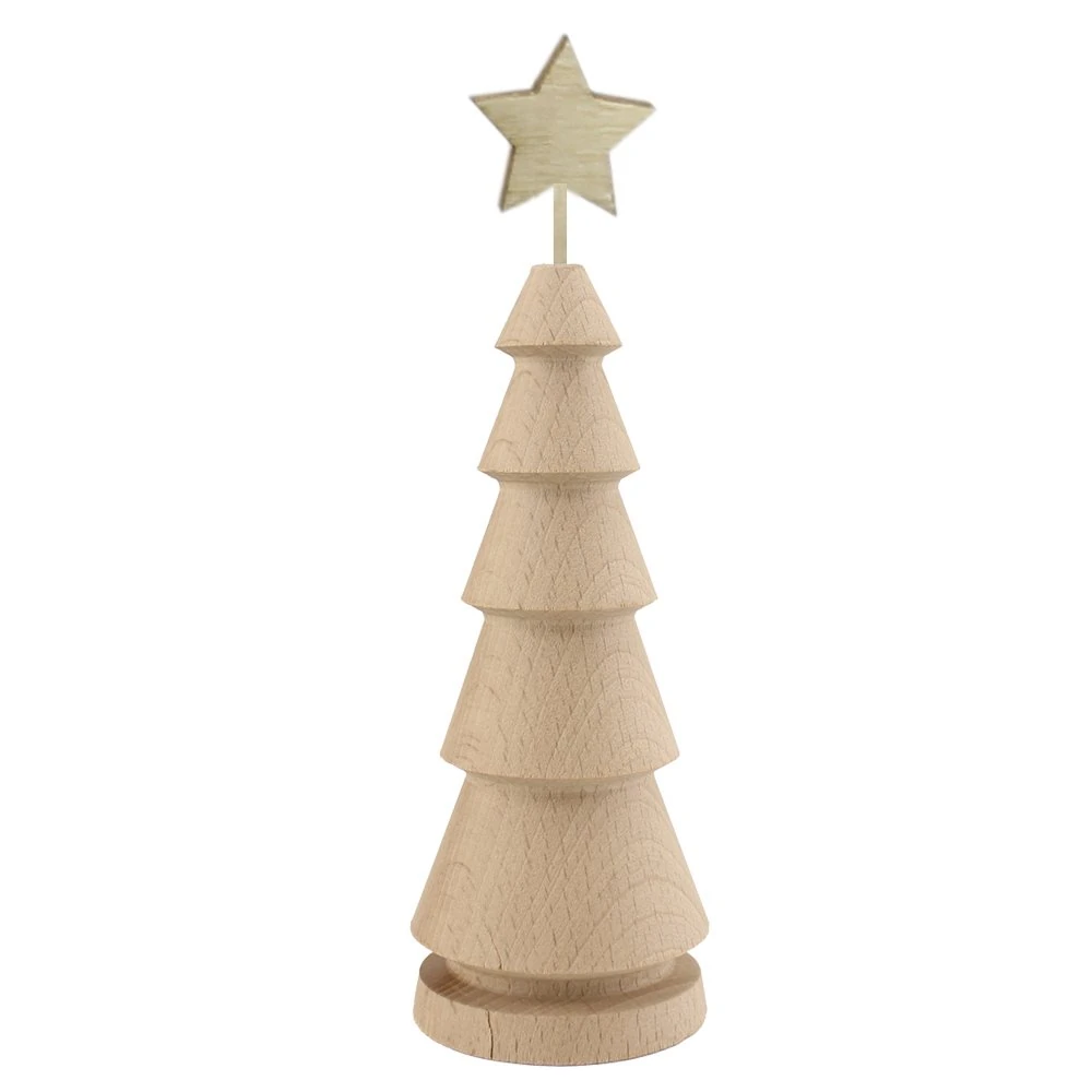 Ahşap Çam Ağacı Yıldızlı 20.5cm
