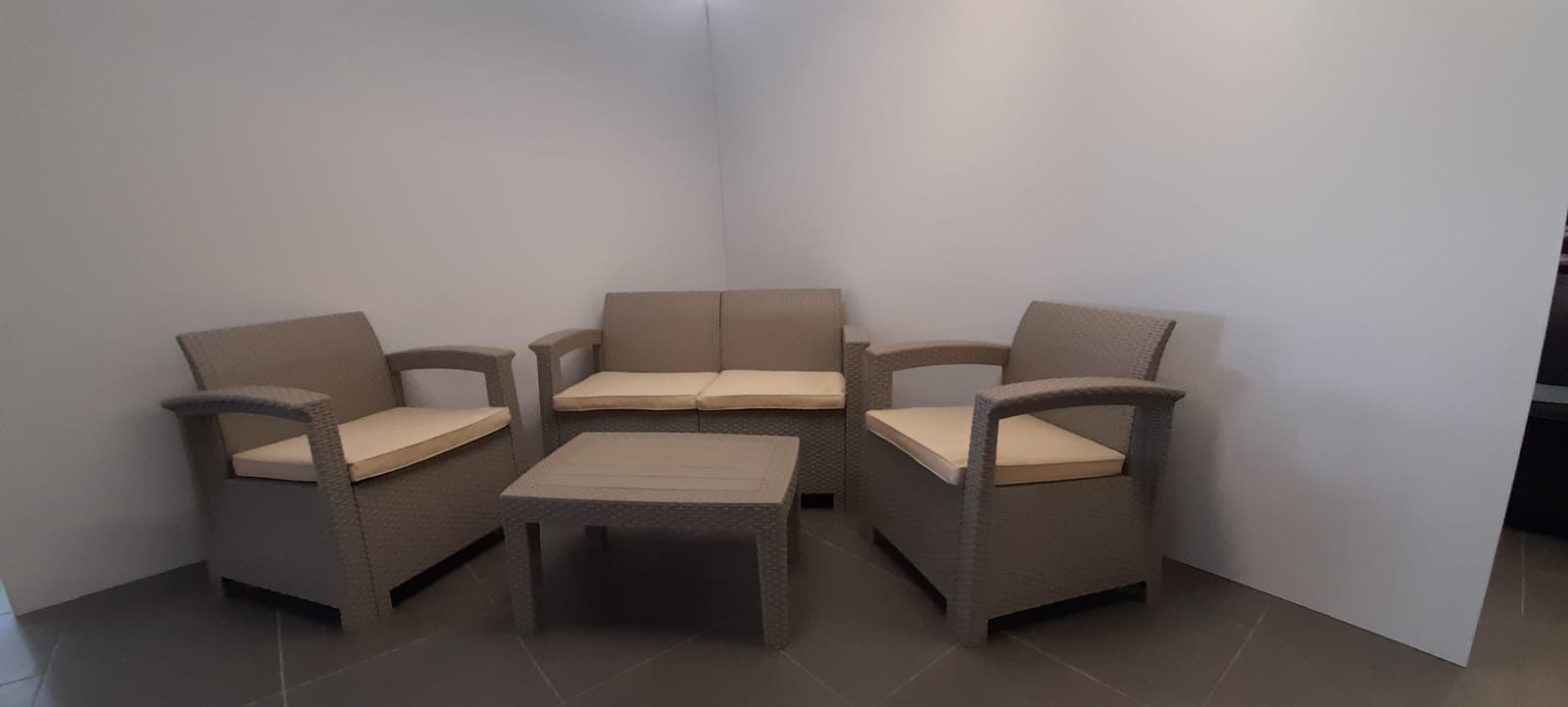 Rattan 2li Cappucino Oturma Grubu Bej Minder